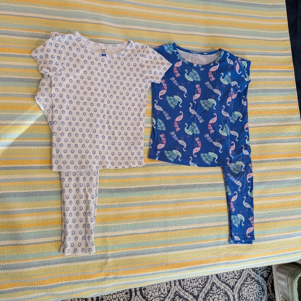 Two Pairs Of Carter's Pajamas PJs Size 7